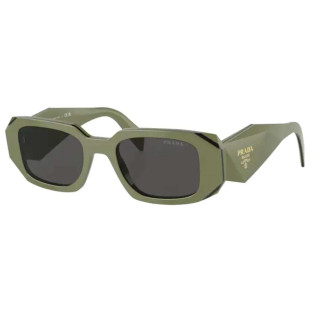 Óculos de Sol Prada Feminino Acetato Geométrico Verde Lente Cinza spr17w 13n5s0 Imagem Lateral
